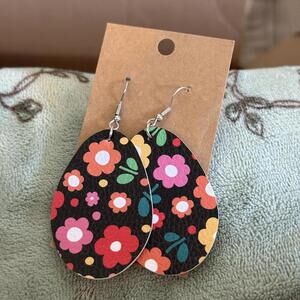 Floral Patterned Teardrop Earrings